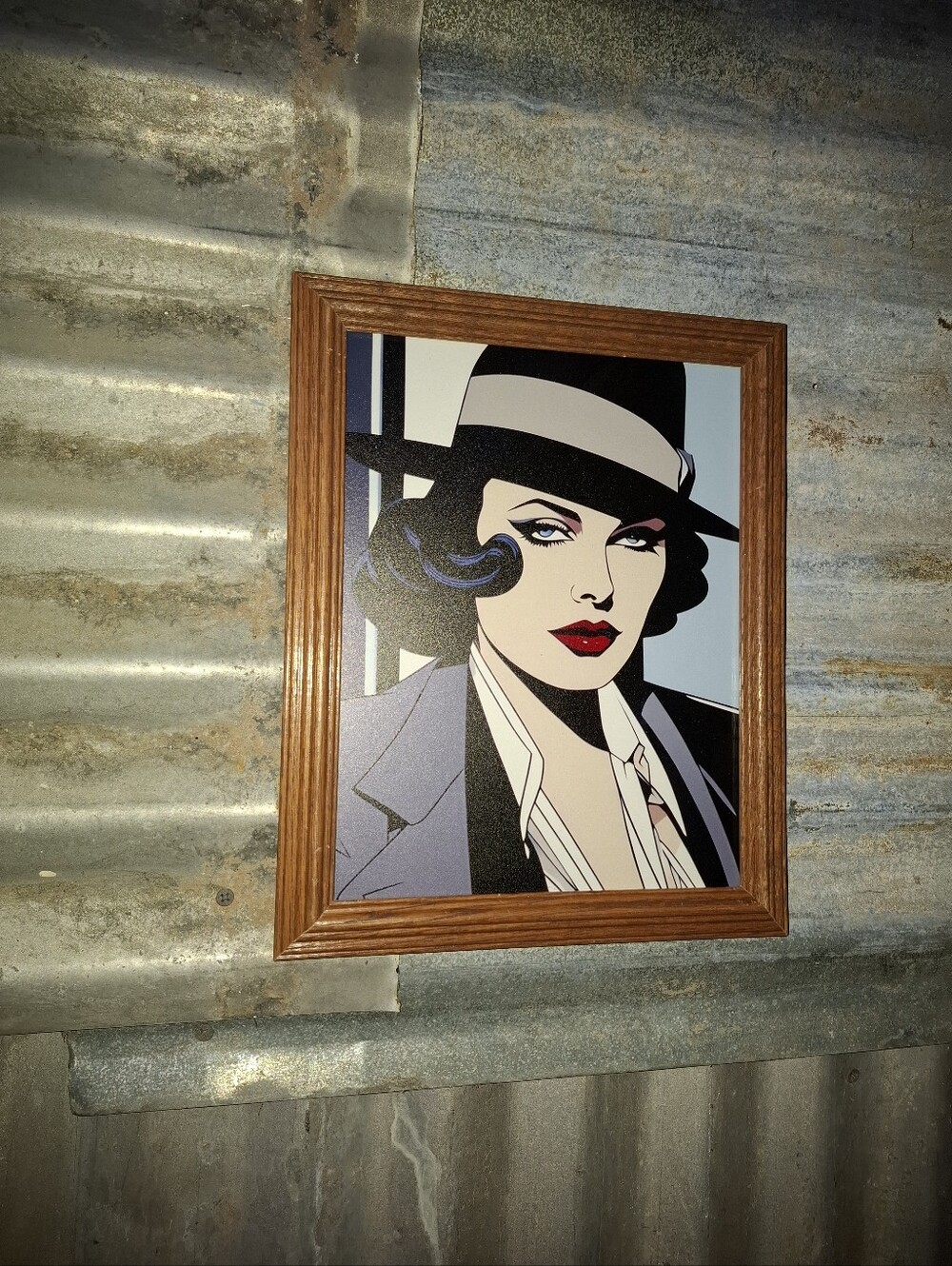 Mob Wife 80's Patrick Nagel style Framed Art Print By Neon Nicho